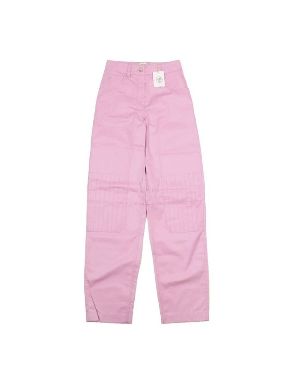 Hermes Double Knee Painter Wide Work Pants Cargo Sellier Buttons Patch Pink 34